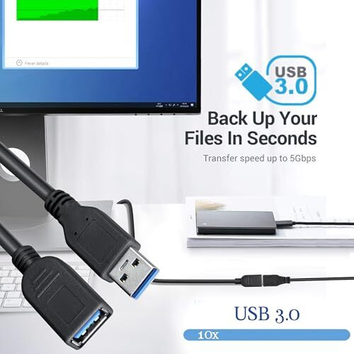 Storite 3 Meter Usb 3.0 Male To Female Extension Cable High Speed 5Gbps Data Transfer For Keyboard,Mouse,Flash Drive, Hard Drive, Printer And More To Enhanced Connectivity Extender Black