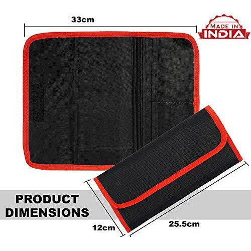 Storite Two Wheeler/Car Document Holder Vehicle Registration & Insurance Organizer With Sleek Design And Secure Storage Fits Driving Licence, Rc Book, Puc, Insurance (Red & Black-25.5 X 12 Cm)