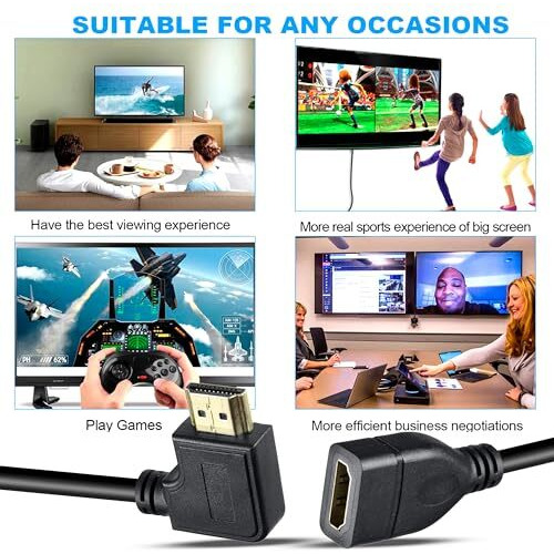 Storite 50Cm High Speed Right Angle 90 Degree Hdmi Male To Female For Laptop/Pc, Lcd/Led Tv