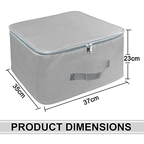 Storite 2 Pack Nylon Wardrobe Bag Underbed Moisture Proof Cloth Storage Organizer, Storage Box For Clothes Saree Bags With Zippered Closure & Handle (Grey, 37X35X23 Cm) Square