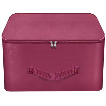 Storite Nylon Wardrobe Bag Moisture Proof Cloth Storage Organizer Saree Cover With Zippered Closure & Handle (Magenta, 37X34X23 Cm) Square (1 Pack - Magenta)