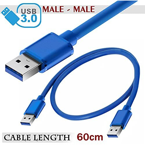 Storite 2 Pack 60Cm Super Speed Usb 3.0 Type A Cable - Male To Male Usb Cord Short Cable For Hard Drive Enclosures, Laptop Cooling Pad, Dvd Players - Blue