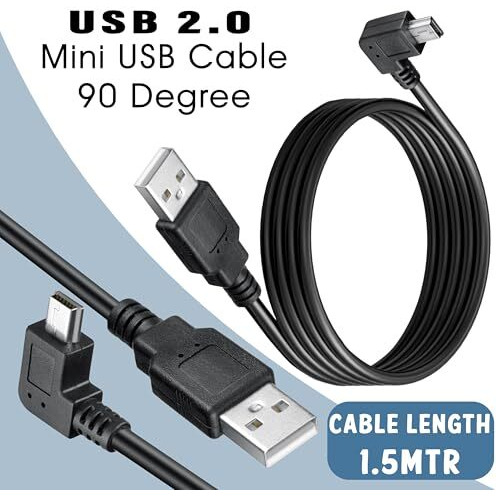 Storite 1.5M 90 Degree (Right Angle) Usb 2.0 A To Mini 5 Pin B Cable For External Hdds,Camera And Card Readers Black