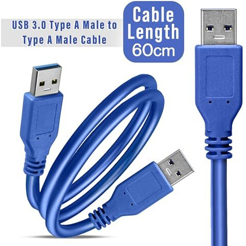 Storite 60Cm Super Speed Usb 3.0 Male To Male Cable For Data Transfer Hard Drive Enclosures, Printer, Modem, Personal Computer - Blue