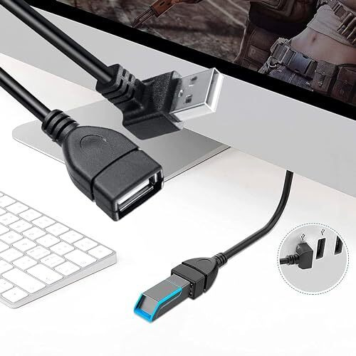 Storite 15Cm Usb 2.0 Extension Cable Usb Male To Female Converter Adapter Extender Cord Up Angle - Black