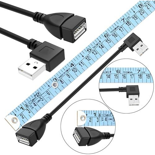 Storite 15Cm Usb 90 Degree Usb 2.0 Extension Cable Type A Male To Female High Speed Connection, Super Fast Speed 480 Mbps Data Transfer Extender Cord For Laptop, Pc - Black