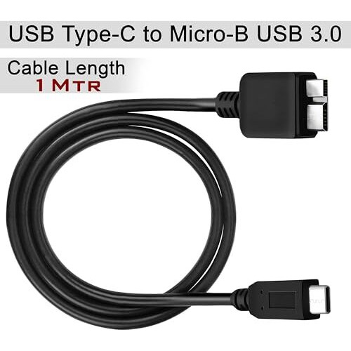 Storite 1 Meter Usb Type C To Micro-B Usb 3.0 Cable, 5Gbps Fast Charging & Syncing Cord For Portable External Hard Drives Like Wd Elements, My Passport Seagate Expansion, Macbook Pro Air - Black