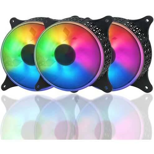 Riatech 3 Pack Rgb Led Series 120Mm Case Fan For Pc, 1500 Rpm, Pwm Connector Unique Ultra Quiet Long Life Gaming Cpu Cooler Fan - 4Pin Molex Connector
