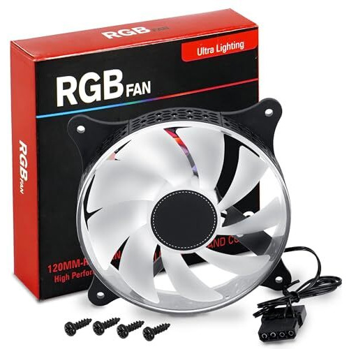 Riatech 3 Pack Rgb Led Series 120Mm Case Fan For Pc, 1500 Rpm, Pwm Connector Unique Ultra Quiet Long Life Gaming Cpu Cooler Fan - 4Pin Molex Connector