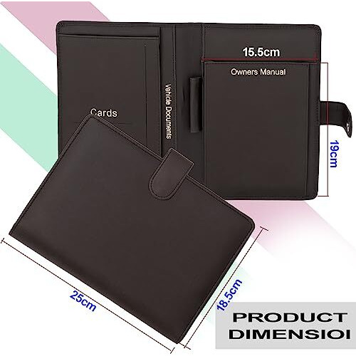 Storite Car Document Holder Owner Manual, Durable Leather Vehicle Registration & Insurance Insurance Card, Driving Licence, Rc Book Organizer With Multiple Pockets(Dark Brown-25Cm X 18.5Cm X 2.5Cm)