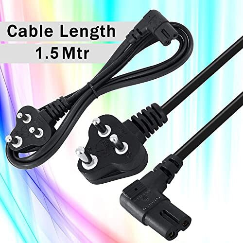 Storite 1.5 Meter 2 Pin 90 Degree Power Cord Cable 18Awg For Laptop Adapter/Camera/Printer/Charger Black