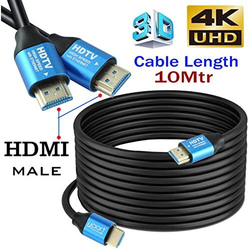 Uport 10 Meter Hdmi 1.4 Cable With Ethernet, 4K/2K Ultra Hd 1080P Resolution, 10.2 Gbps High Speed Transmission, Compatible With Tv, Laptop, Monitor, Projector, Gaming Console, Blu-Ray Player & More