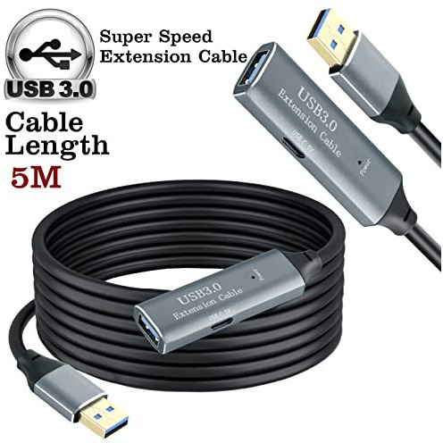 Storite 5 M Active Usb 3.0 Extension Cable Usb 3.0 Male To Female Extender Cord With Signal Booster Compatible With Game Consoles, Printer, Camera, Steam Vr, Flash/Hard Drive, Laptop