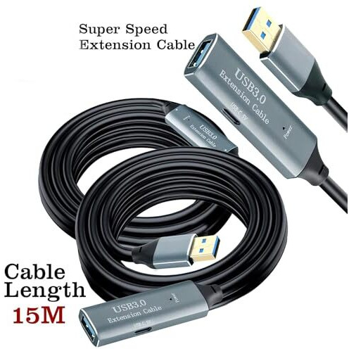 Storite 15 Meter Active Usb 3.0 Extension Cable Usb 3.0 Male To Female Extender Cord With Signal Booster Compatible With Game Consoles, Printer, Camera, Steam Vr, Flash/Hard Drive, Laptop