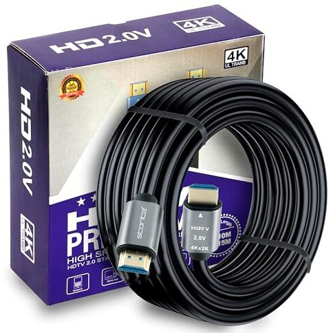 Storite 15 Meter 4K Hdmi 2.0V Cable With Ethernet, 4K@60Hz Ultra Hd Resolution, 3D Supported, 18Gbps High Speed Transmission, Compatible With Laptop, Desktop, Tv, Gaming Console, Projector