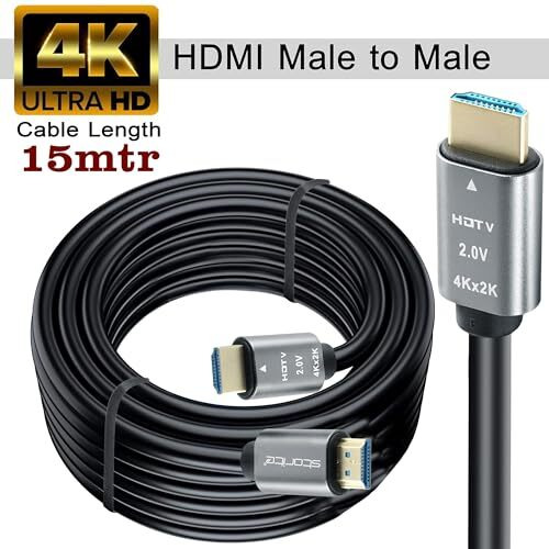 Storite 15 Meter 4K Hdmi 2.0V Cable With Ethernet, 4K@60Hz Ultra Hd Resolution, 3D Supported, 18Gbps High Speed Transmission, Compatible With Laptop, Desktop, Tv, Gaming Console, Projector