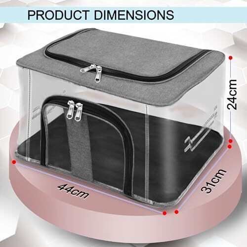 Storite 10 Pack Nylon 33 L Pvc Transparent Moisture Proof Storage Box For Clothes Closet Wardrobe Organizer Bag For Clothes Saree Bags With Carry Handle - (Grey, 44 X 31 X 24 Cm)