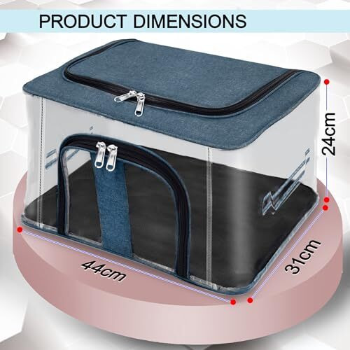 Storite 4 Pack Nylon 33 L Pvc Transparent Moisture Proof Storage Box For Clothes Closet Wardrobe Organizer For Clothes With Carry Handle - (Darkteal, 44 X 31 X 24 Cm), Blue