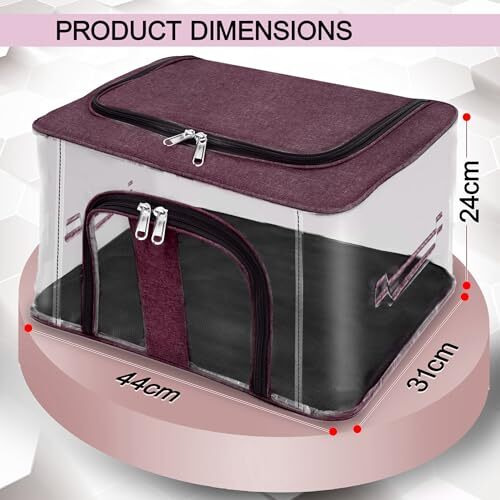 Storite 5 Pack Nylon 33 L Pvc Transparent Moisture Proof Storage Box For Clothes Closet Wardrobe Organizer Bag For Clothes Saree Bags With Carry Handle - (Vivid Red, 44 X 31 X 24 Cm)