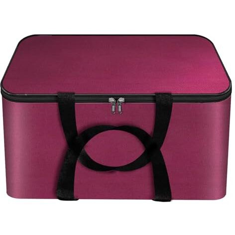 Storite Nylon Wardrobe Bag Underbed Moisture Proof Cloth Storage Organizer, Storage Box For Clothes Saree Bags With Zippered Closure & Handle (37X35X23 Cm) Square (Non-Woven Magenta, 1-Pack)