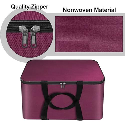 Storite Nylon Wardrobe Bag Underbed Moisture Proof Cloth Storage Organizer, Storage Box For Clothes Saree Bags With Zippered Closure & Handle (37X35X23 Cm) Square (Non-Woven Magenta, 1-Pack)