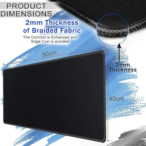 Storite 900X400X2Mm Extended Gaming Mouse Pad For Laptop/Computer With Stitched Embroidery Edges And Water Resistance Coating Natural Non Slippery Rubber Base Mousepad Desk Mat - Black