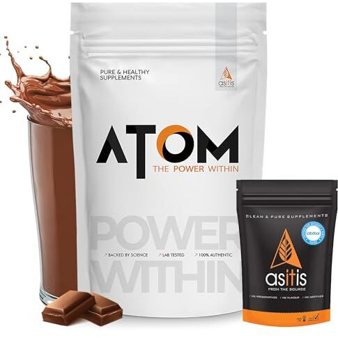 Atom Whey Protein Double Rich Chocolate 1Kg+ As-It-Is Creatine 100G (Combo Pack)