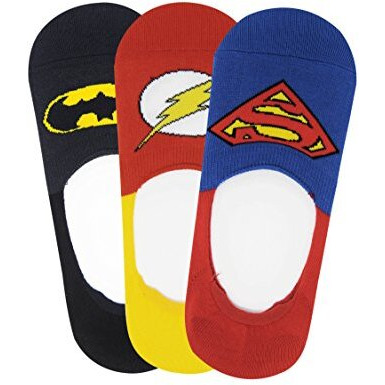 Justice League Men's Cotton Loafer Socks With Anti Slip Silicon - Superman, Batman, Flash - Pack Of 3- No Show/Invisible Socks