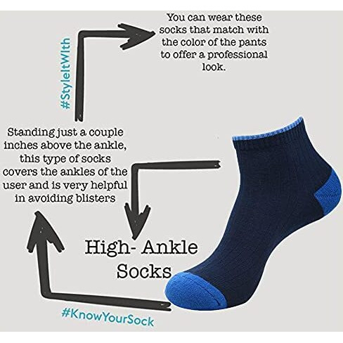 Balenzia MenS Cushioned High Ankle Sports Socks (Free Size) Made With 100% Combed Cotton & Spandex Pack Of 3 (Multi Colour)|Terry/Towel Ankle Socks For Men