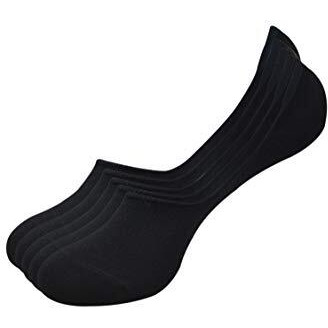 Balenzia Men's Solid Colored No Show Loafer Socks Made With 100% Combed Cotton And Anti Slip Silicon System - (Pack Of 5) (Black) - Free Size Invisible Socks
