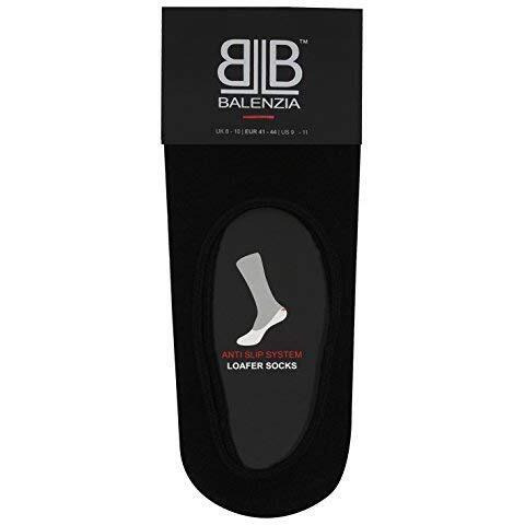 Balenzia Men's Solid Colored No Show Loafer Socks Made With 100% Combed Cotton And Anti Slip Silicon System - (Pack Of 5) (Black) - Free Size Invisible Socks