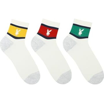 Balenzia Men's Playboy High Ankle Socks | 3-Pack | Sports Socks | Free Size | Official Playboy Merchandise