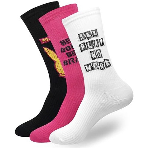 Balenzia Men's Playboy Crew Socks | 3-Pack | Fun Socks | Free Size | Official Playboy Merchandise