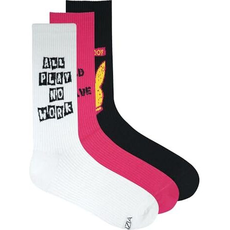 Balenzia Men's Playboy Crew Socks | 3-Pack | Fun Socks | Free Size | Official Playboy Merchandise