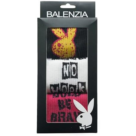 Balenzia Men's Playboy Crew Socks | 3-Pack | Fun Socks | Free Size | Official Playboy Merchandise