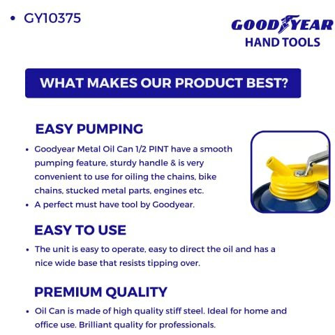 Goodyear Metal Oil Can (Blue And Yellow) (Gy-10375), 1/2 Pint