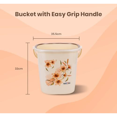Nayasa Plastic Sqr Dlx 2 Pcs Bathroom Set | Bucket 25 Ltrs + Mug 1.5 | Bathroom Set |Bath Set For Bathroom | Cream