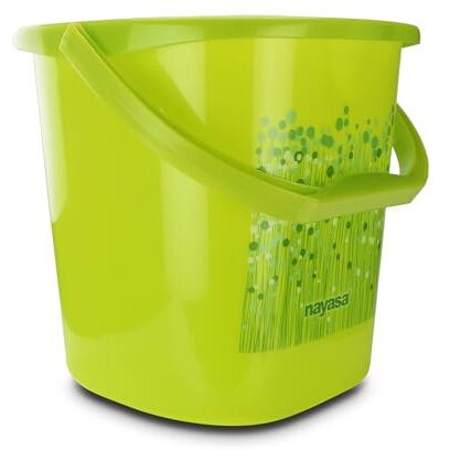 Nayasa Funk Plastic Bucket | 18 Litre | Bathroom Set | Bath Set For Bathroom | Strong And Durable | Sturdy And Easy Grip Handle | Green