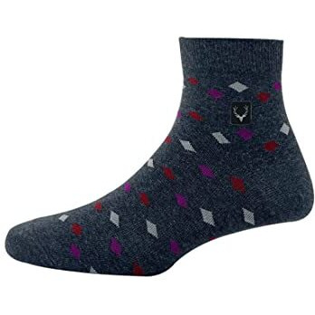 Allen Solly Men's Cotton Quarter Length Socks (Pack Of 3) Anthra Melange, Navy & Black