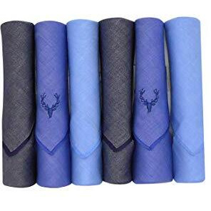 Allen Solly Men's Cotton Denim Handkerchief With Brand Logo (Pack Of 6)