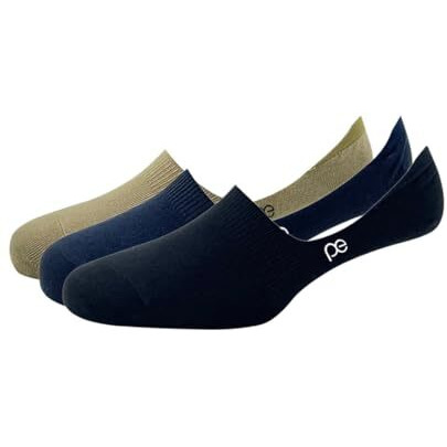 Peter England Mens Cotton No Show Socks (Pack Of 3) Beige, Navy, Black