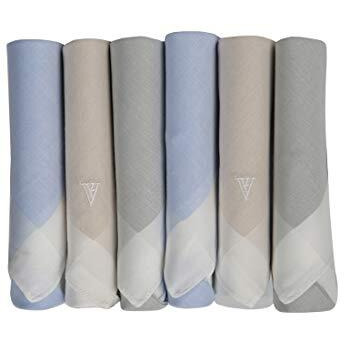Van Heusen Men's Casual Style Cotton Pastle Handkerchief With Brand Logo (Pack Of 6), Assorted, 45 Cm X 45 Cm