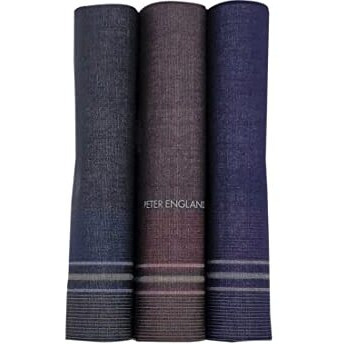 Peter England Men's Cotton Dark Casual Style Handkerchief (Pack Of 3), Multicolor