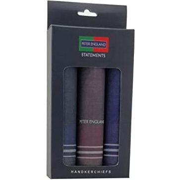 Peter England Men's Cotton Dark Casual Style Handkerchief (Pack Of 3), Multicolor