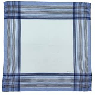 Peter England Men's Cotton Color Border Handkerchief (Pack Of 3) White, Blue, Grey & Beige