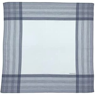 Peter England Men's Cotton Color Border Handkerchief (Pack Of 3) White, Blue, Grey & Beige