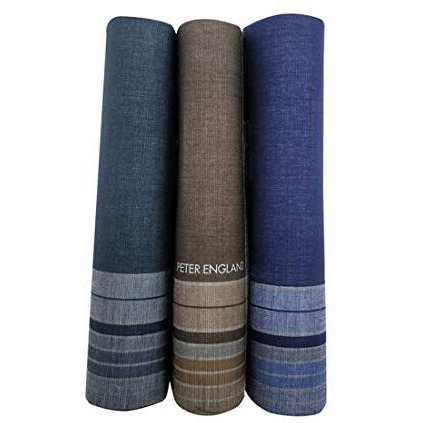 Peter England Men's Cotton Dark Handkerchief With Brand Logo (Pack Of 3)