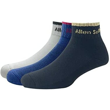 Allen Solly Men's Cotton Ankle Length Socks (Pack Of 3) - White, Denim, Black