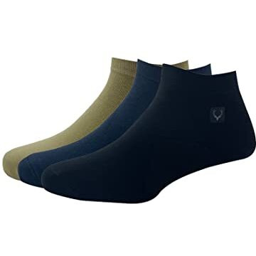Allen Solly Men's Cotton Ankle Length Socks (Pack Of 3) - Black, Beige, Navy