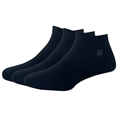 Allen Solly Men's Cotton Ankle Length Socks (Pack Of 3) - Black
